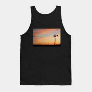 Orange Sky Windmill Silhouette Tank Top